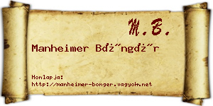 Manheimer Böngér névjegykártya